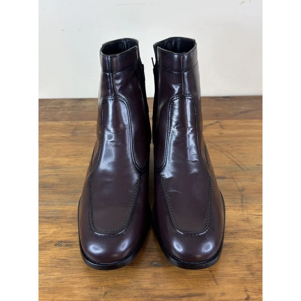 Florsheim Essex Men's Boots 9.5 EEE Extra Wide Dark Cherry Leather Zipper 17074